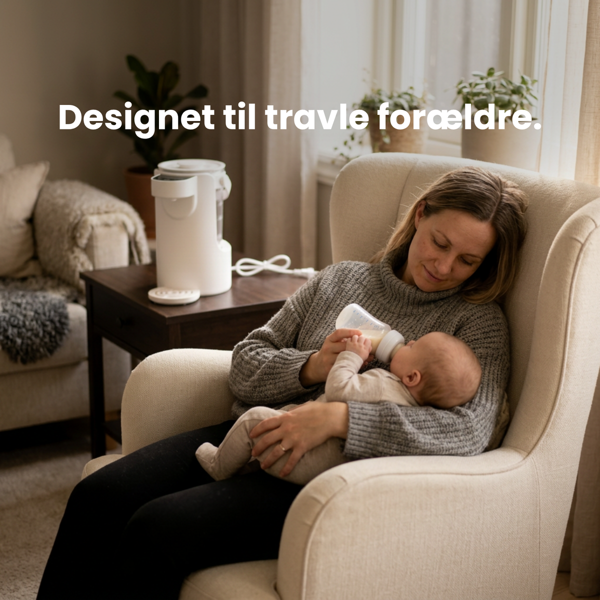 Vanddispenser til babyflasker med temperaturvalg og 2 liters beholder