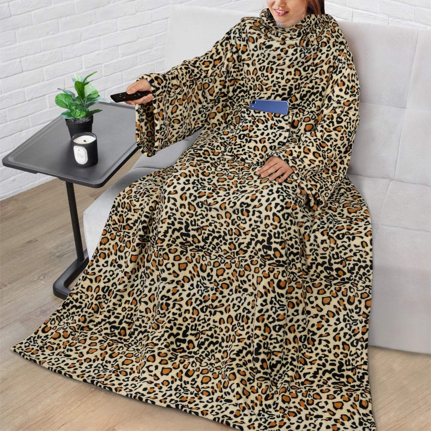 Hyggeligt fleece-tæppe med lomme