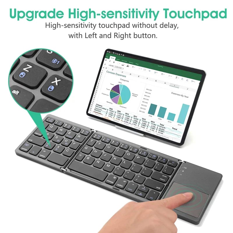 Sammenfoldeligt Bluetooth-tastatur med touchpad