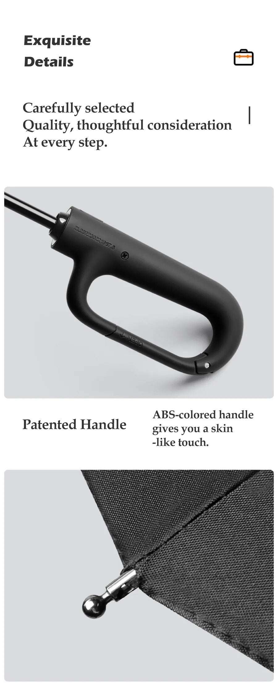 Paraply med ringspænde