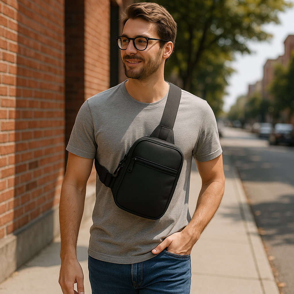 Kompakt rejsetaske med crossbody-rem