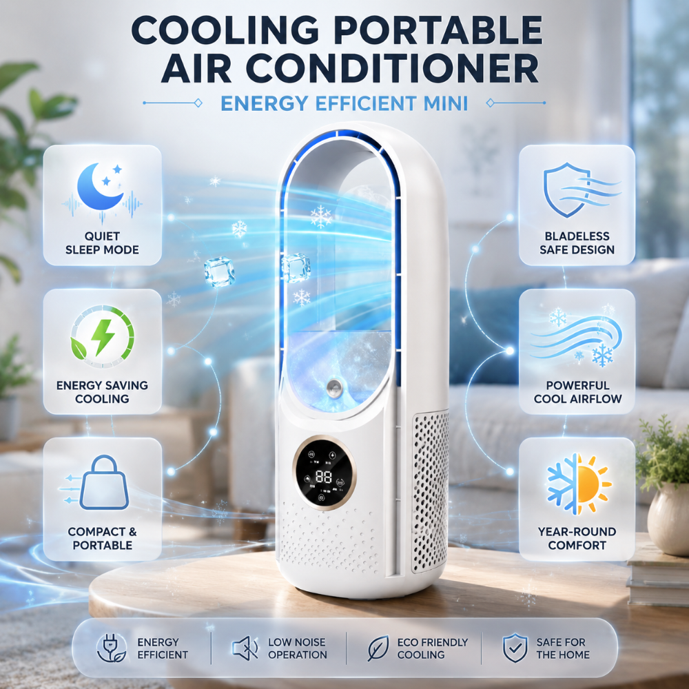 Bærbar klimaanlæg med kølefunktion – energieffektiv mini-model