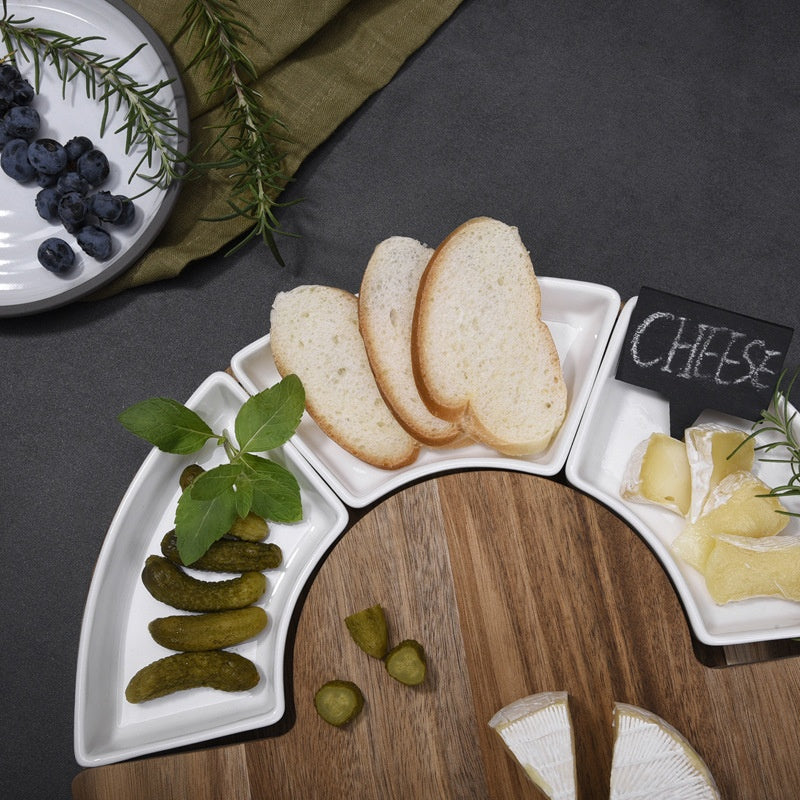 Rundt serveringsfad i bambus til snacks og tapas
