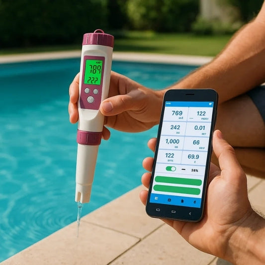 Digital pooltester til måling af pH og klor i vand