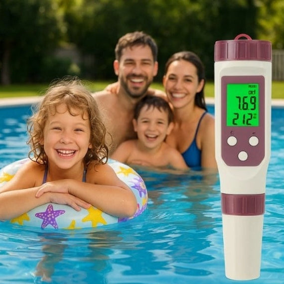 Digital pooltester til måling af pH og klor i vand