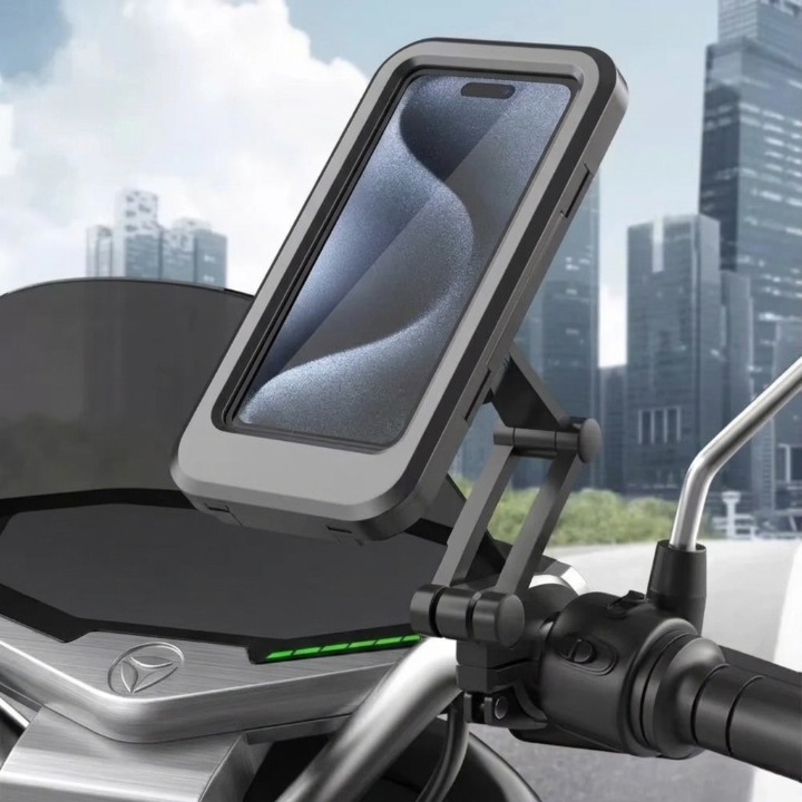 Vandtæt cykelholder til smartphone med touchvindue og 360° drejning