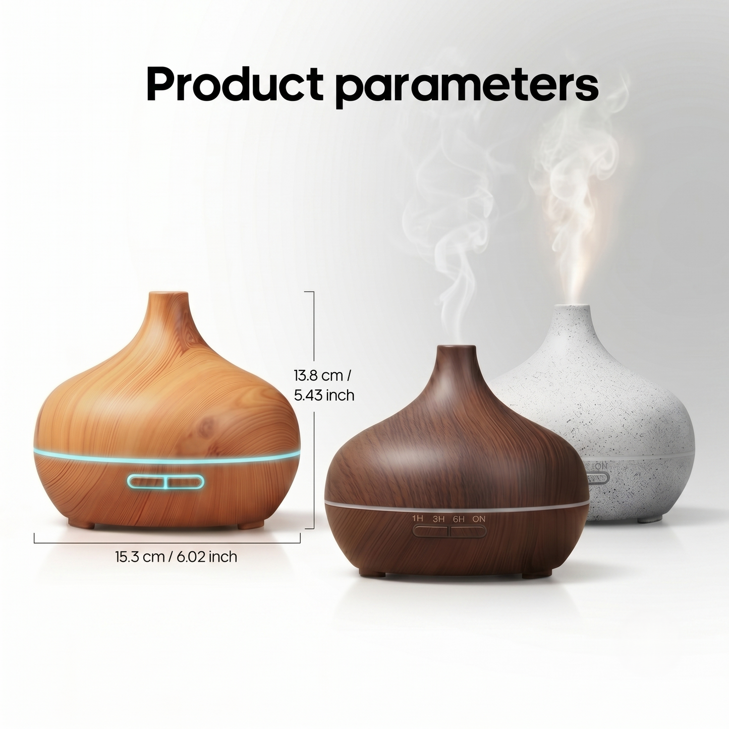 Ultralyds-aromadiffuser med 300 ml tank og LED-lys