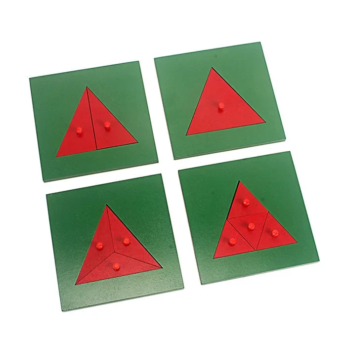 Geometriske brøkpuslespil i træ med udtagelige figurer