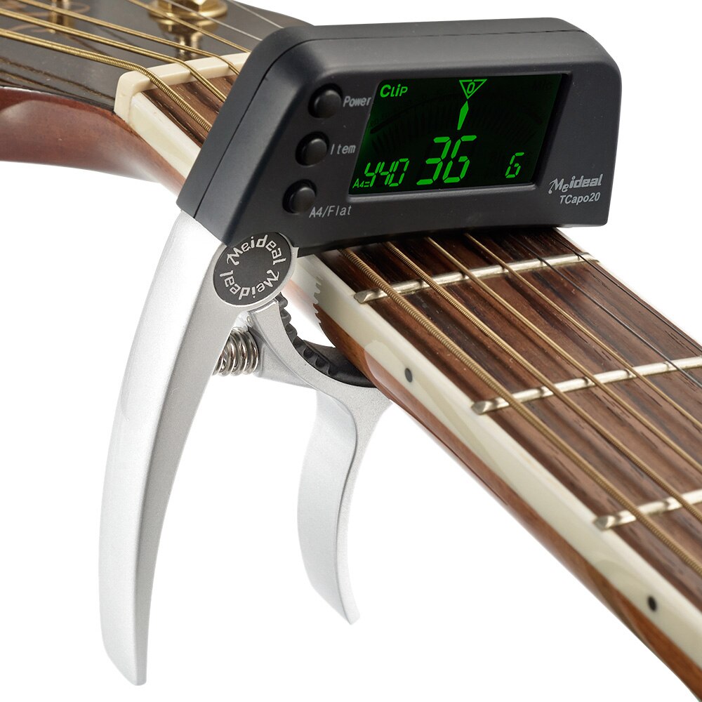 2-i-1 guitartuner og capo med LCD-display
