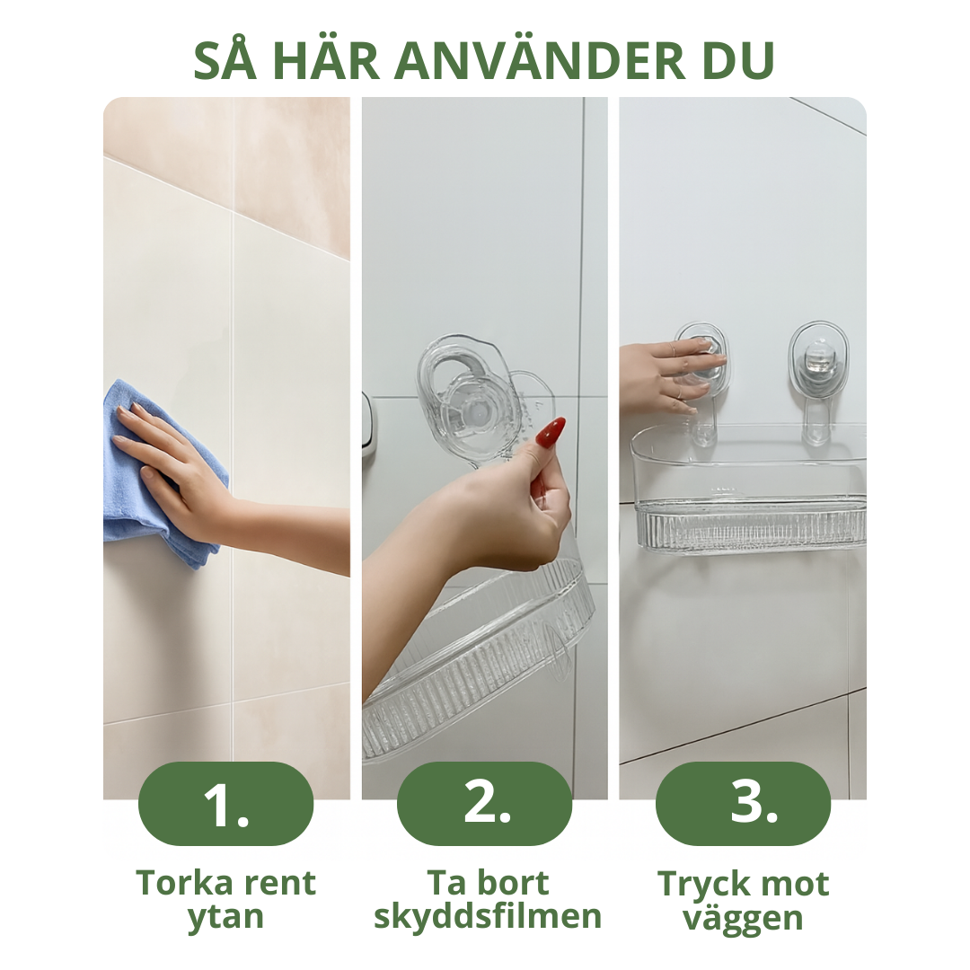 Selvklæbende sugevæghylde til badeværelse
