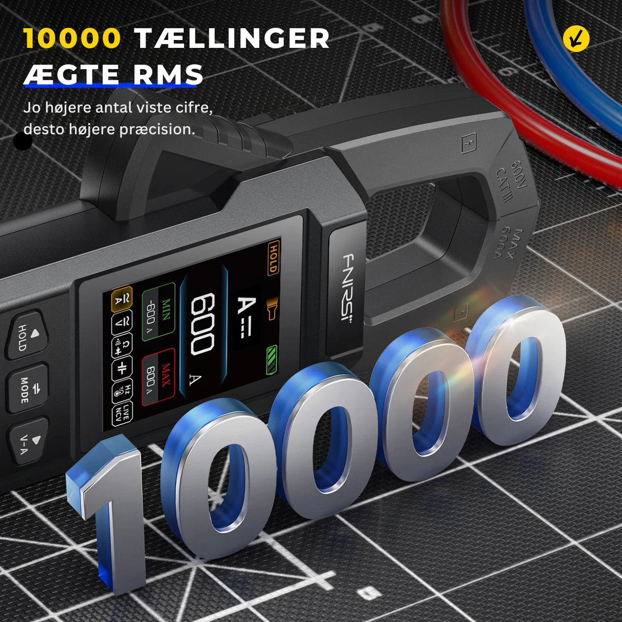 Præcisions-tangmultimeter med farvedisplay