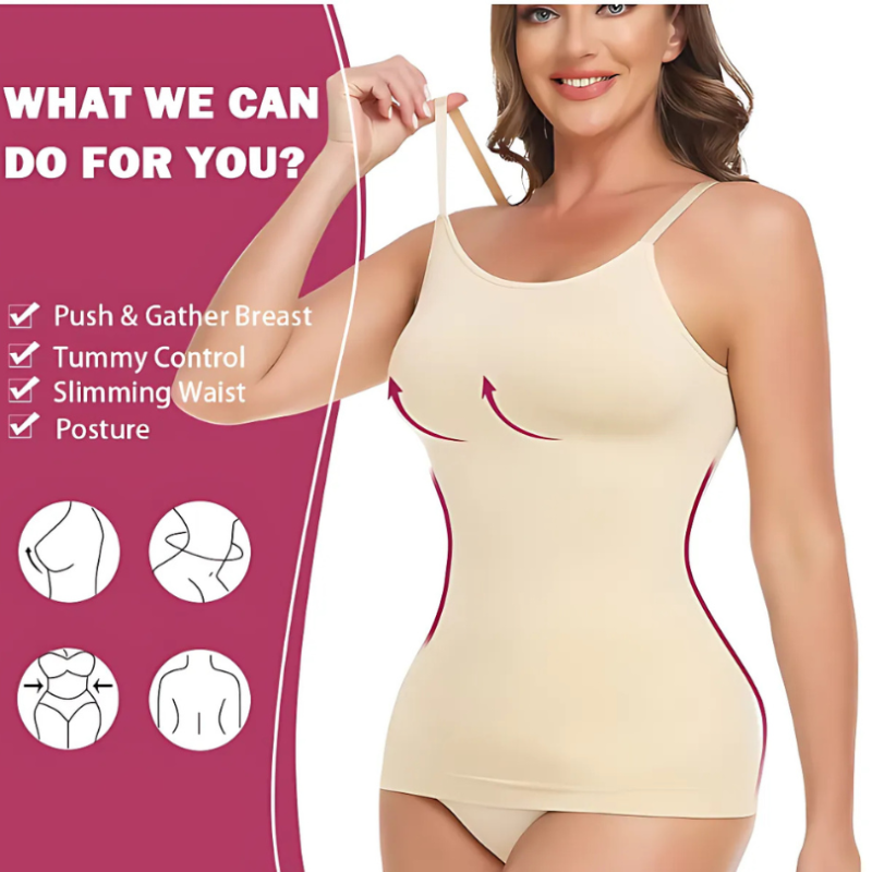 Formende camisoletop med sømløs slim fit, der holder hele dagen