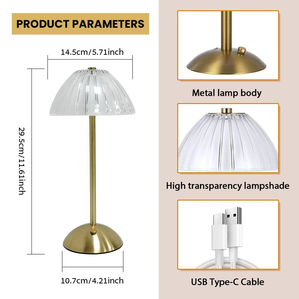 Genopladelig LED-dæmpbar bordlampe