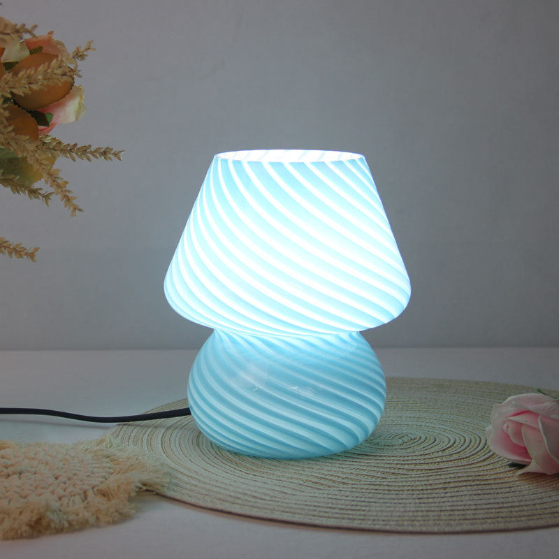 Svampeformet bordlampe i glas