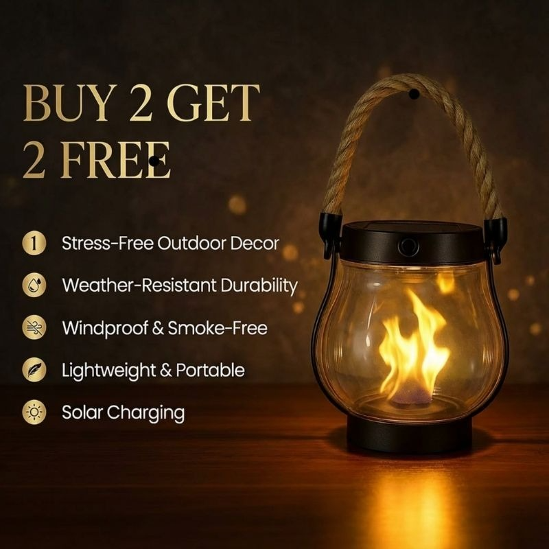 Solcellelanterne med LED-flammeeffekt
