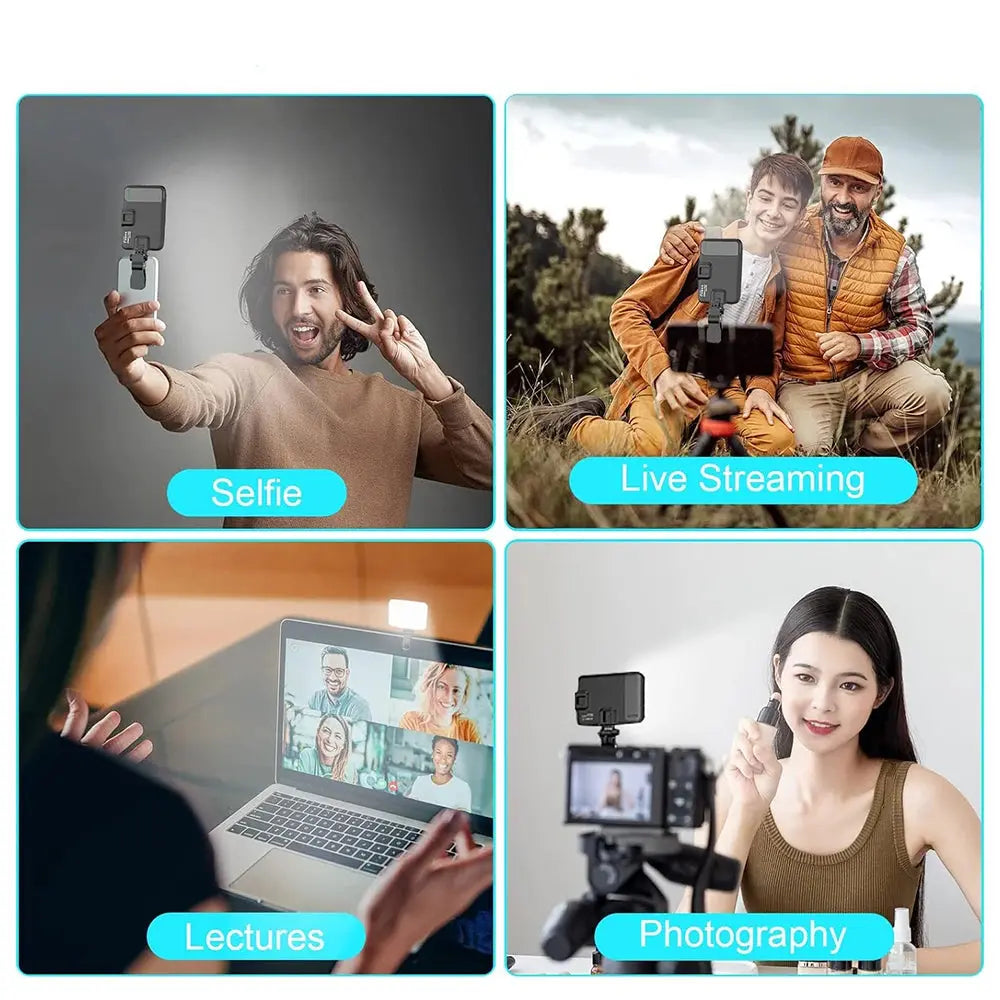 Bærbart LED-clip-on-selfie-lys til telefoner og bærbare computere