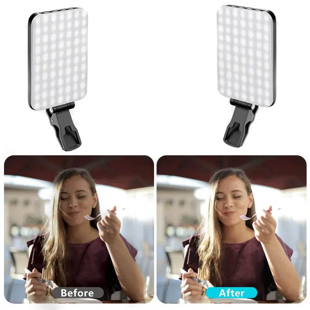 Bærbart LED-clip-on-selfie-lys til telefoner og bærbare computere