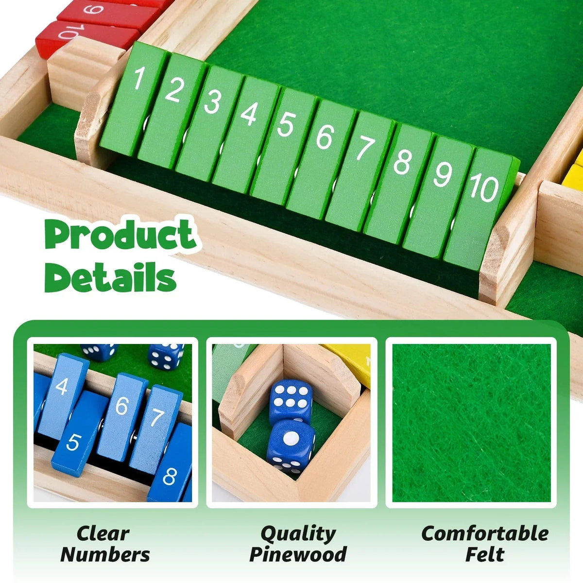 Shut the Box – terningspil i træ til 2–4 spillere