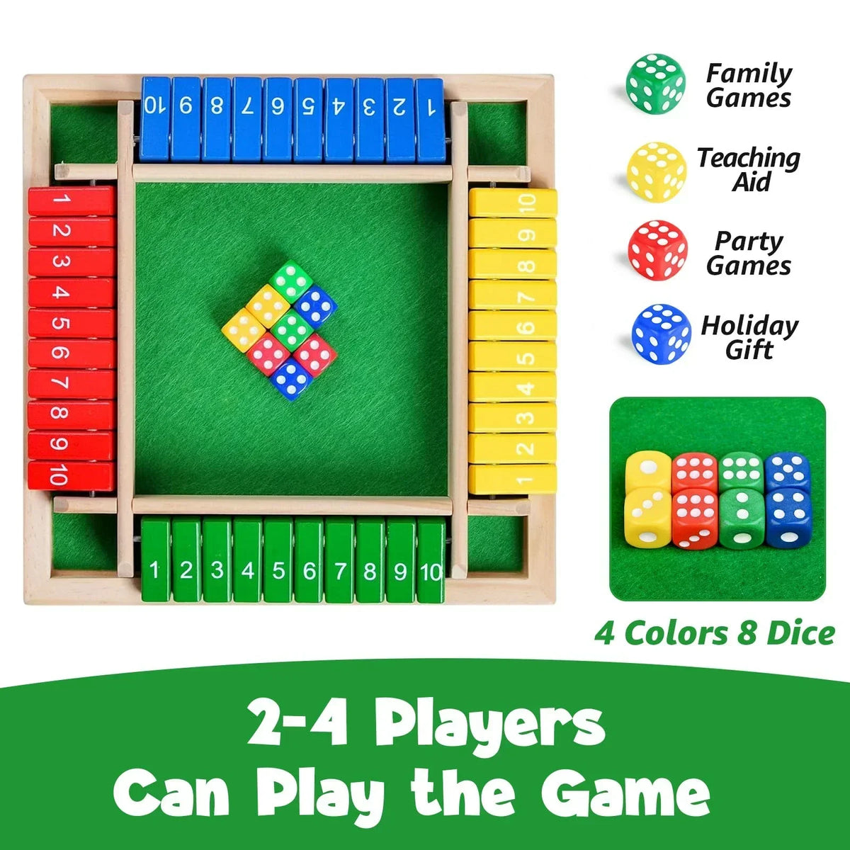 Shut the Box – terningspil i træ til 2–4 spillere