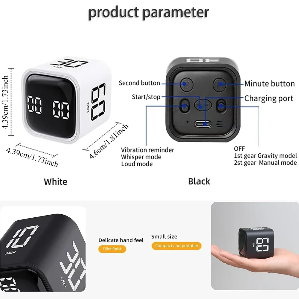 Digital Pomodoro-kubetimer med fire faste tidsintervaller