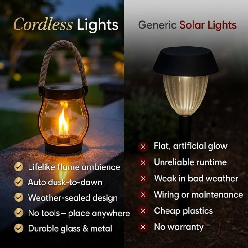 Solcellelanterne med LED-flammeeffekt