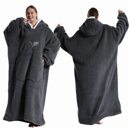 Blødt, oversized tæppe med hætte i sherpa