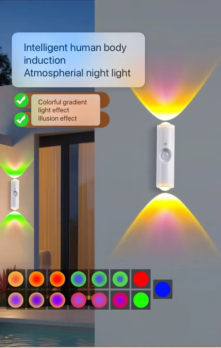Trådløs LED-natlampe med bevægelsessensor, 7 farver og USB-opladning