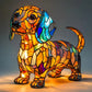 Bordlampe i farvet glas i hundestil – dyreindretning
