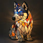 Bordlampe i farvet glas i hundestil – dyreindretning