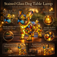 Bordlampe i farvet glas i hundestil – dyreindretning