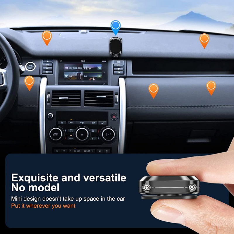 Sammenklappelig magnetisk mobiltelefonholder i metal til bilen