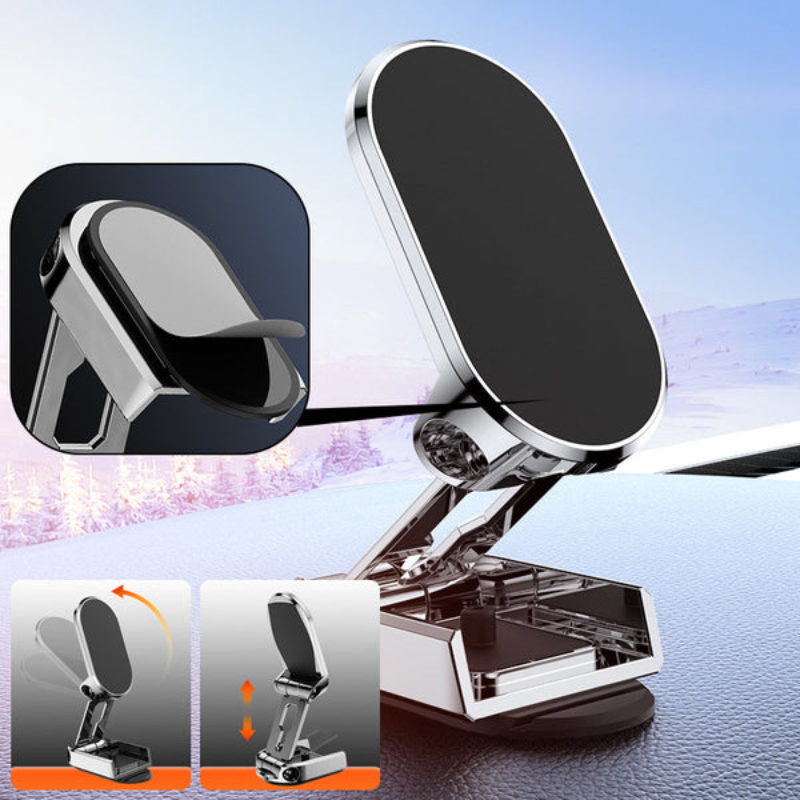 Sammenklappelig magnetisk mobiltelefonholder i metal til bilen