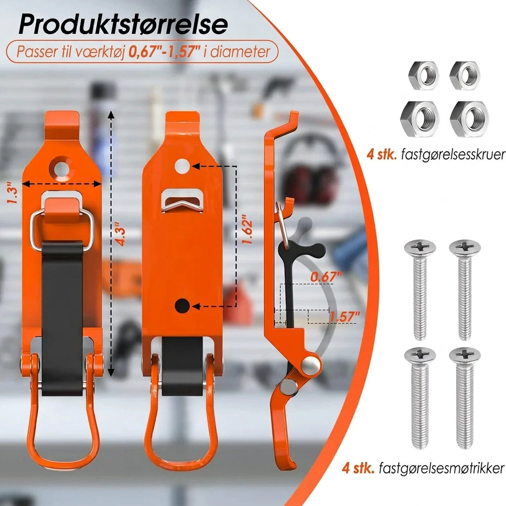 Redskabsholdere med gummiklemmer til skafter på 17–40 mm, 2 stk.