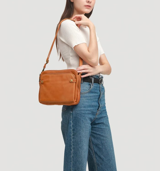 Crossbody skuldertaske i læder