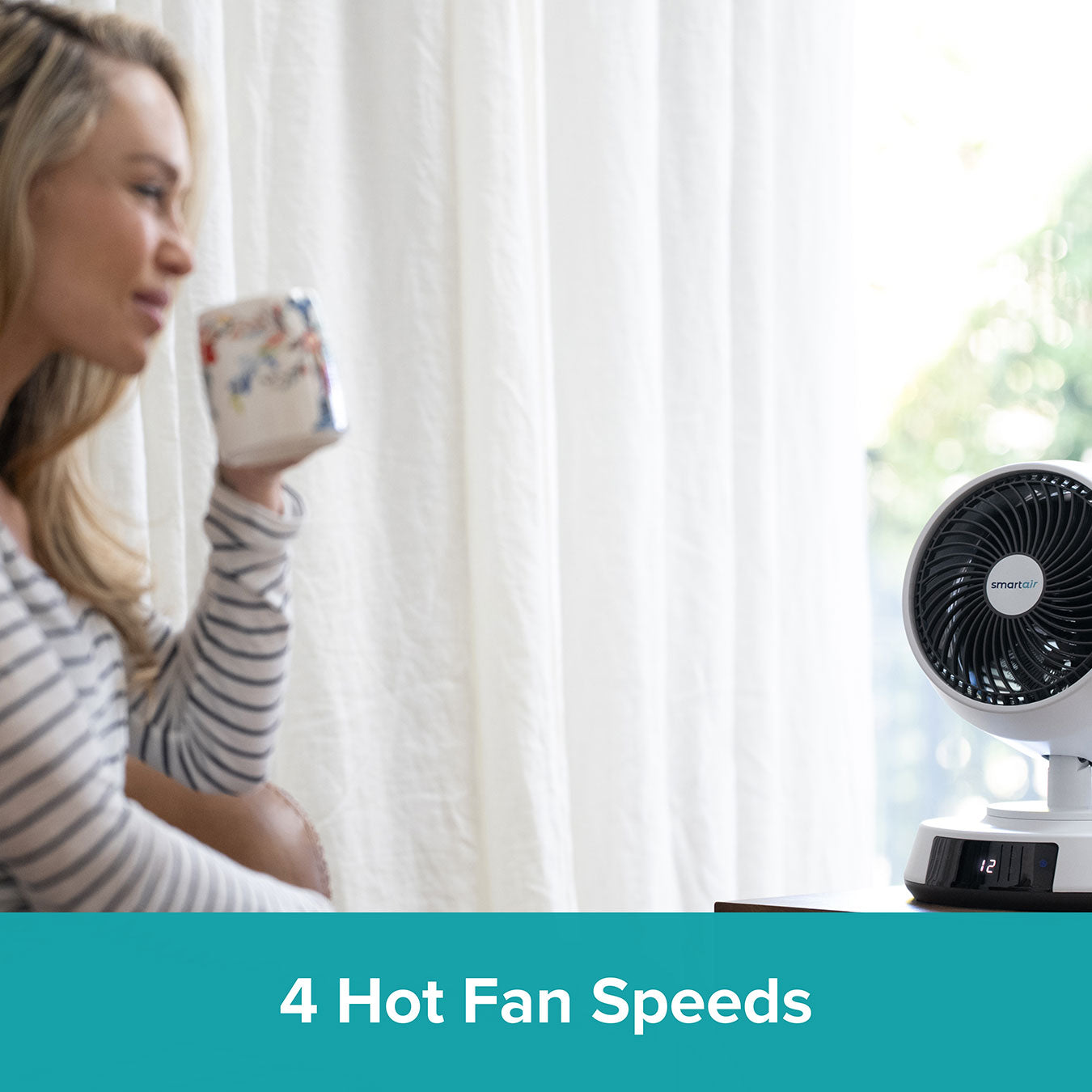 Dual Breeze helårsventilator og varmeapparat med varm- og koldluftfunktion