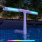 Solcelledrevet poolfontæne med dobbelte vandbuer og RGB-LED
