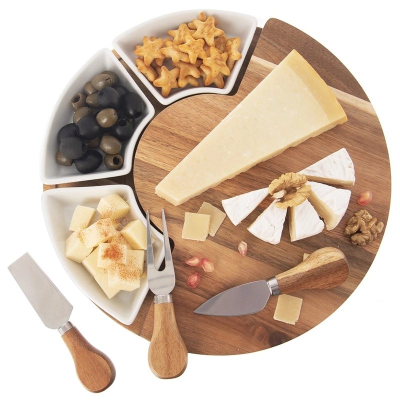 Rundt serveringsfad i bambus til snacks og tapas