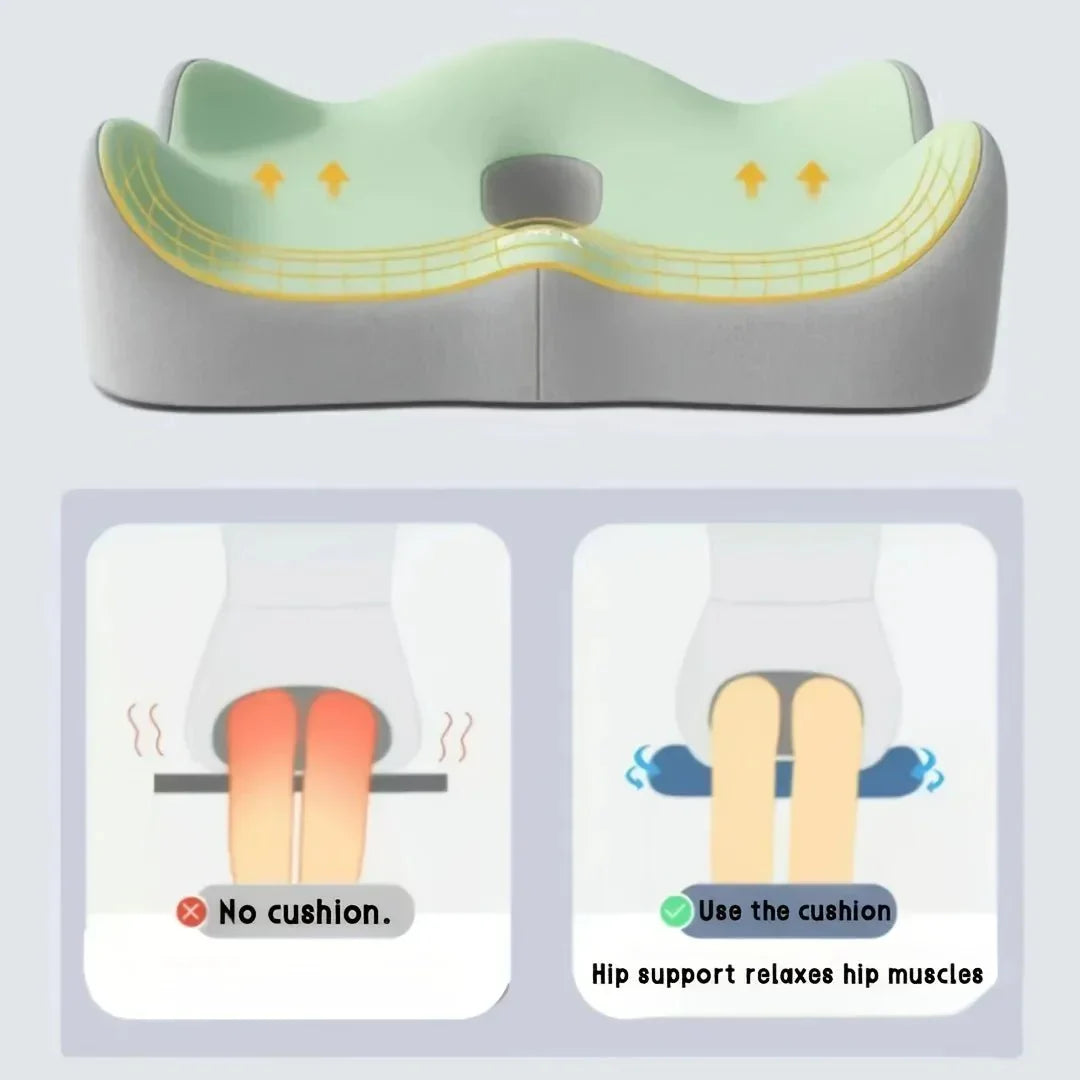 Ergonomisk sædehynde i hukommelseskum med lændestøtte