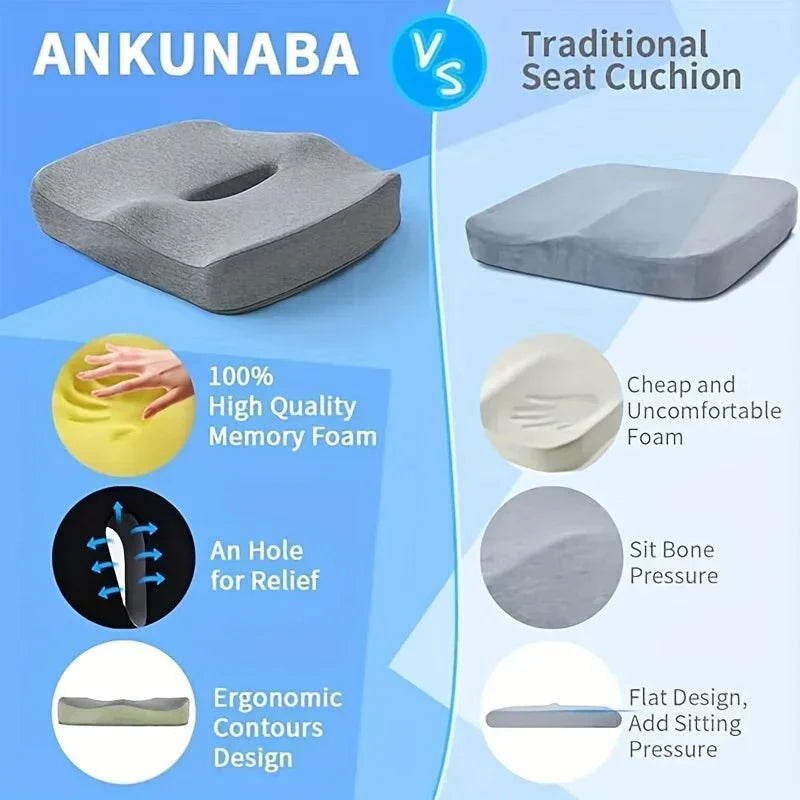 Ergonomisk sædehynde i hukommelseskum med lændestøtte