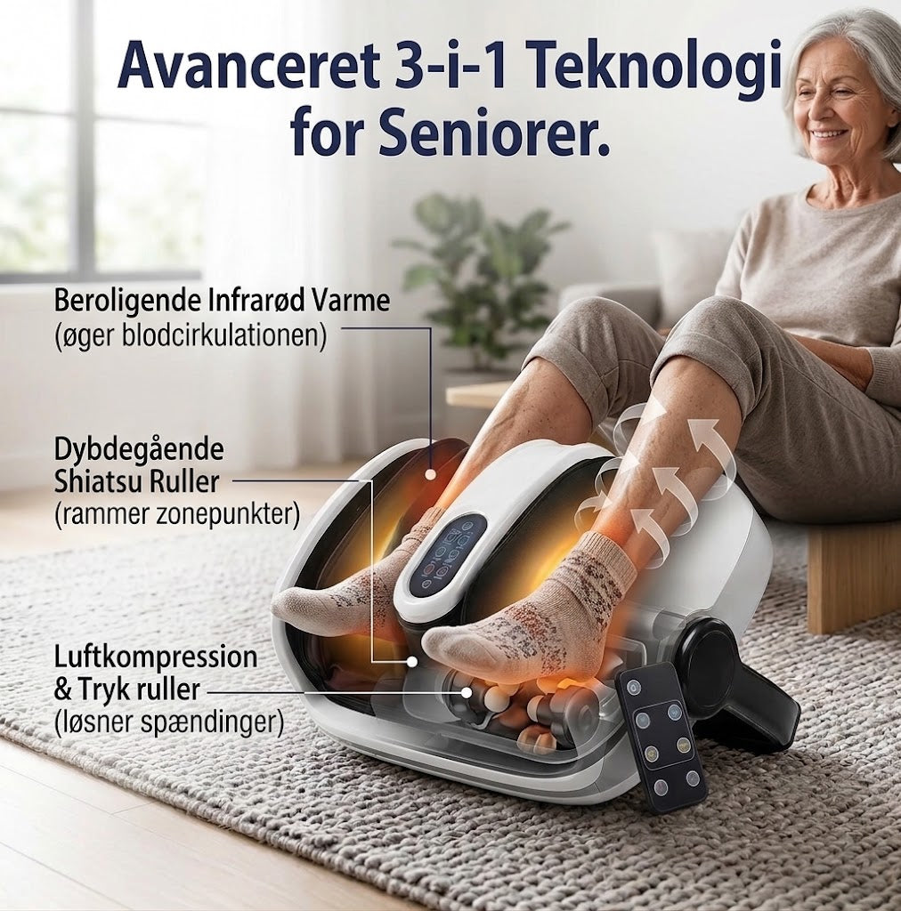 3-i-1 Dybdegående Fod- og Lægmassager med Shiatsu, Luftkompression & Varmeterapi