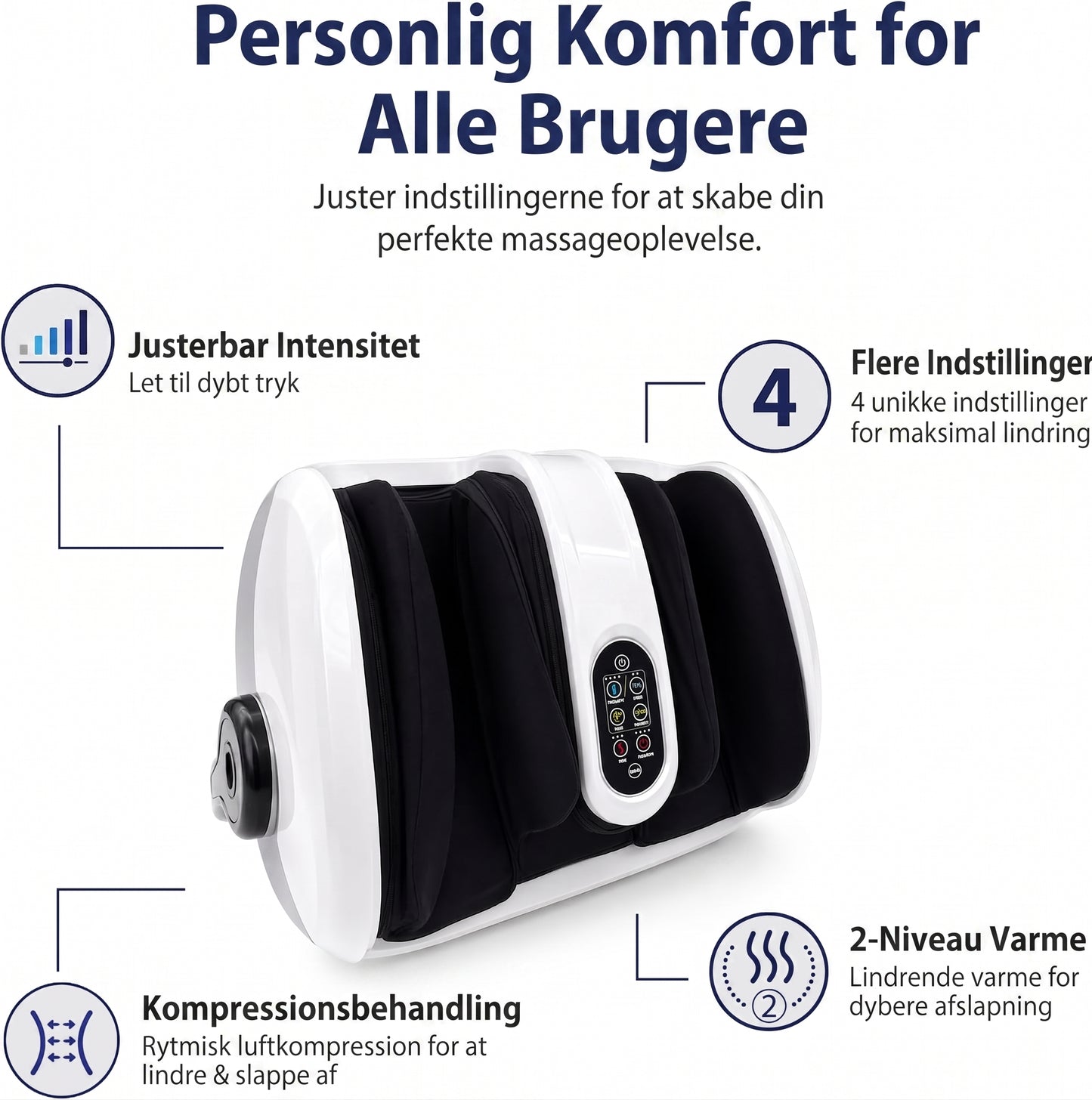 3-i-1 Dybdegående Fod- og Lægmassager med Shiatsu, Luftkompression & Varmeterapi