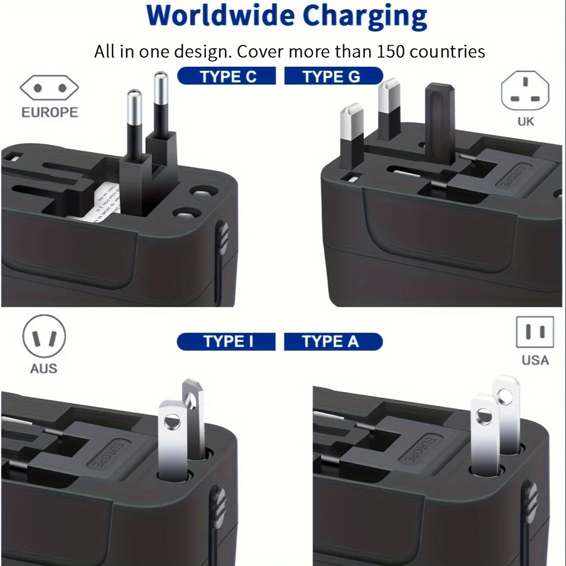 Universal rejseadapter med 2 USB-porte