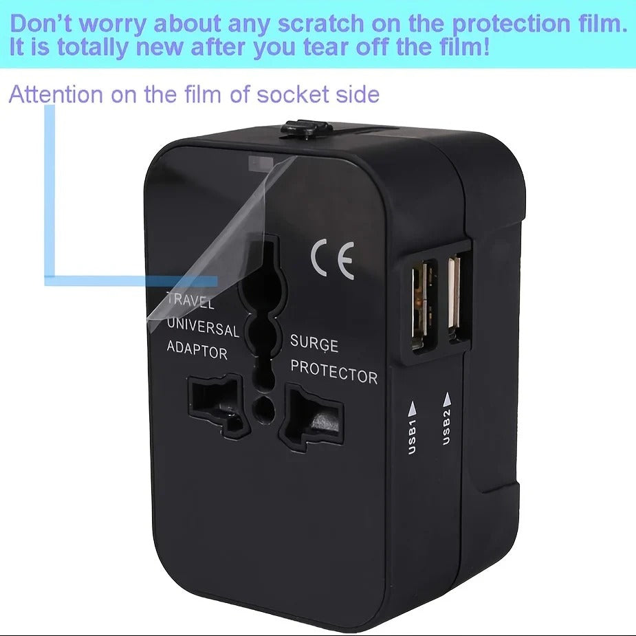 Universal rejseadapter med 2 USB-porte