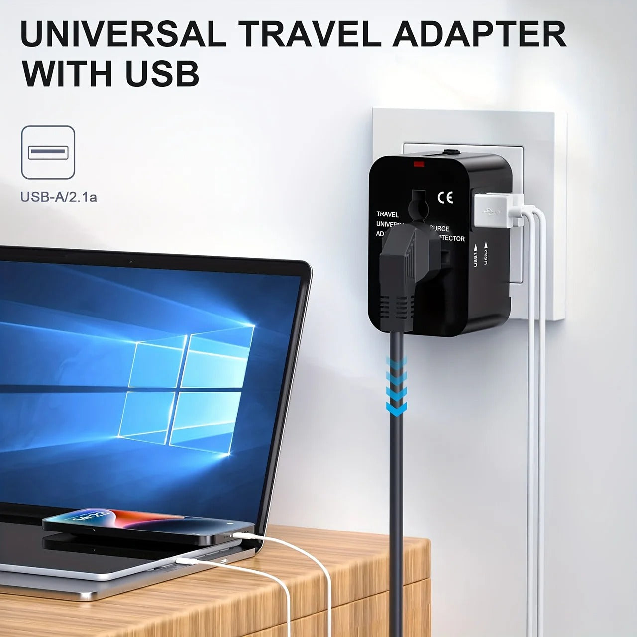 Universal rejseadapter med 2 USB-porte
