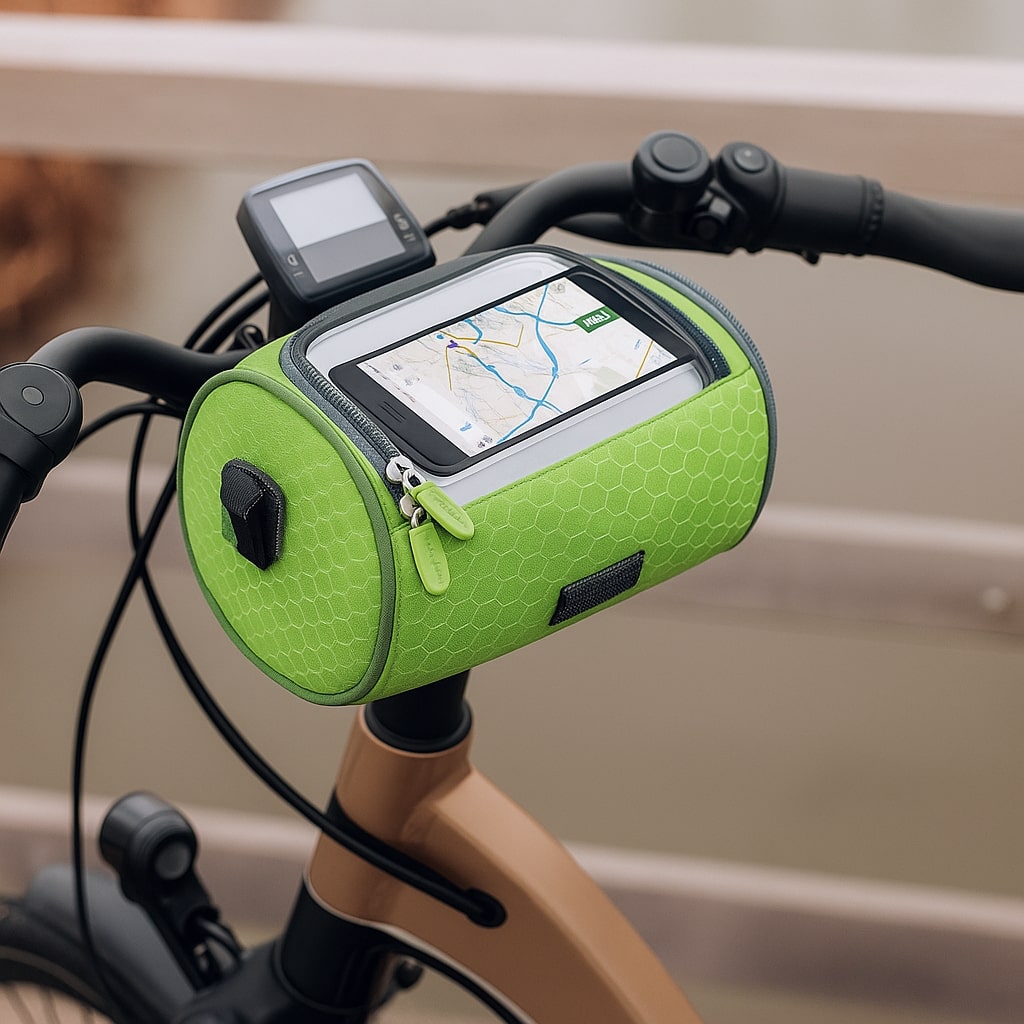 Cykelstyrstaske med berøringsskærm til telefon