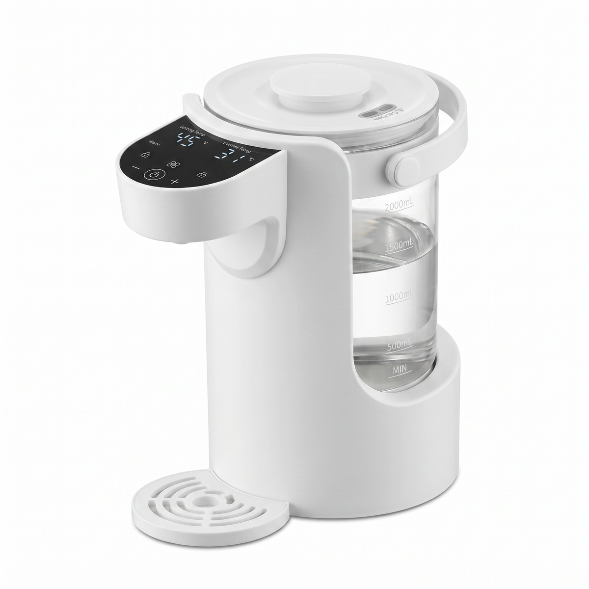 Vanddispenser til babyflasker med temperaturvalg og 2 liters beholder