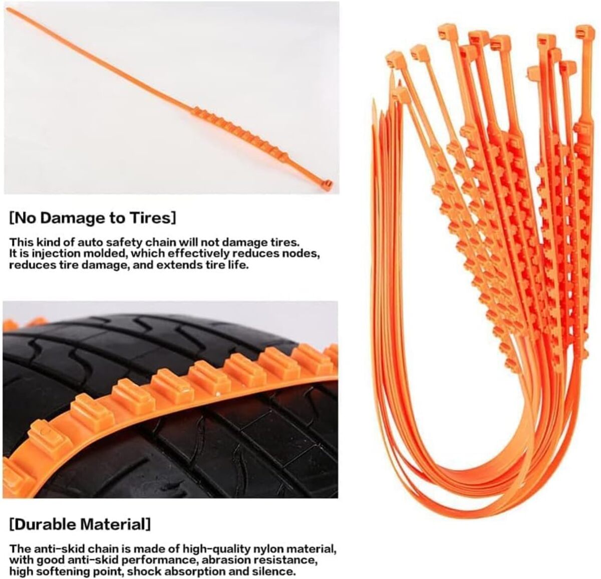 Universelle skridsikre dækbælter til vinterbrug