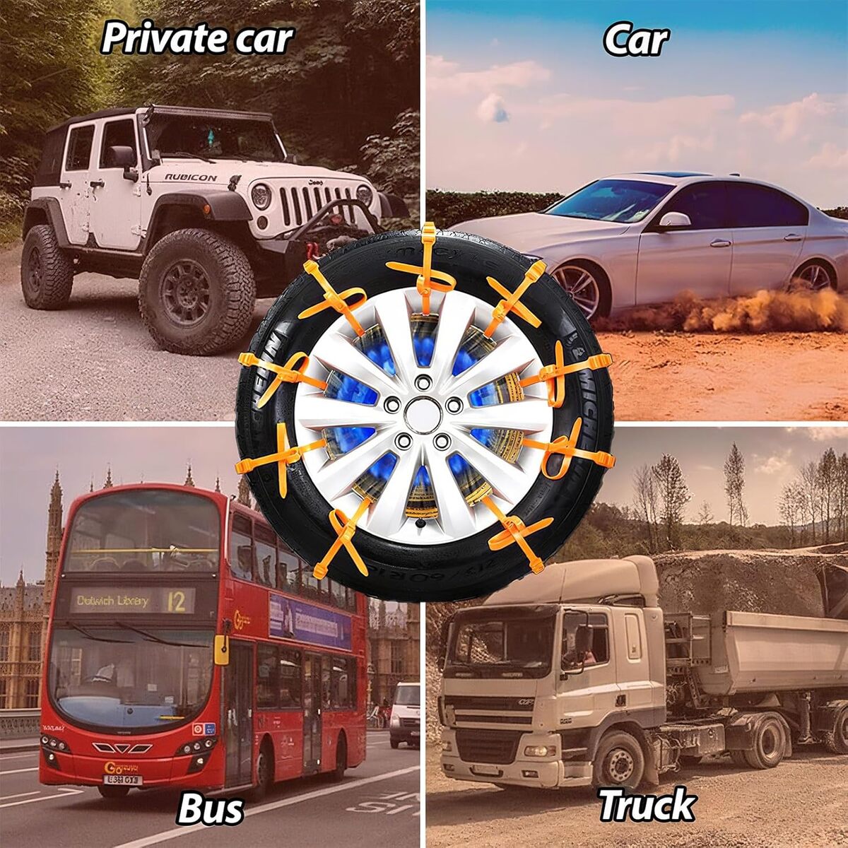 Universelle skridsikre dækbælter til vinterbrug