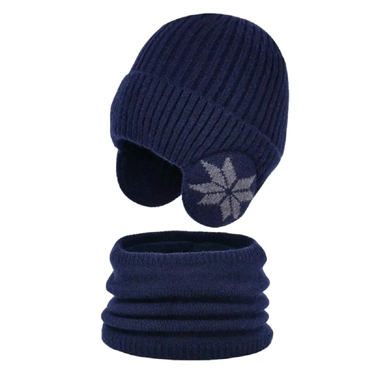 2 i 1 opvarmet vinterstrikket hue halsvarmer beanie hat halstørklæde