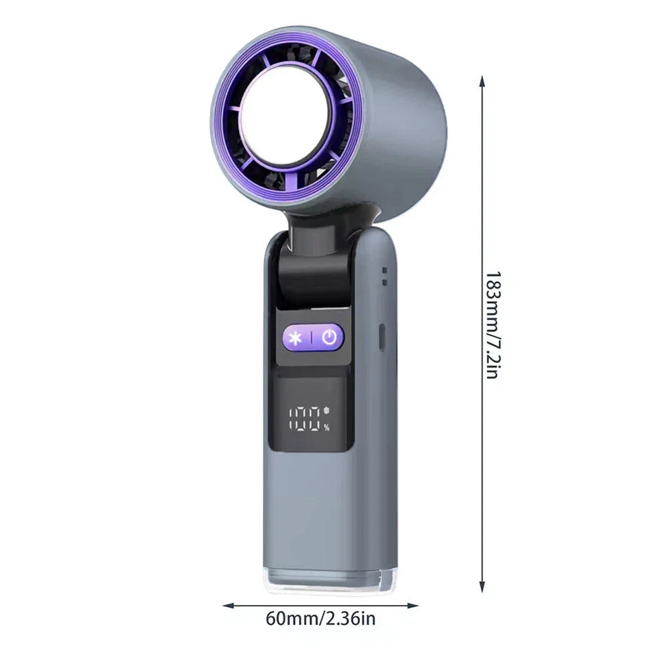 Bærbar Håndholdt Turboblæser – USB Genopladelig med Iskoldt Køleplade & Display